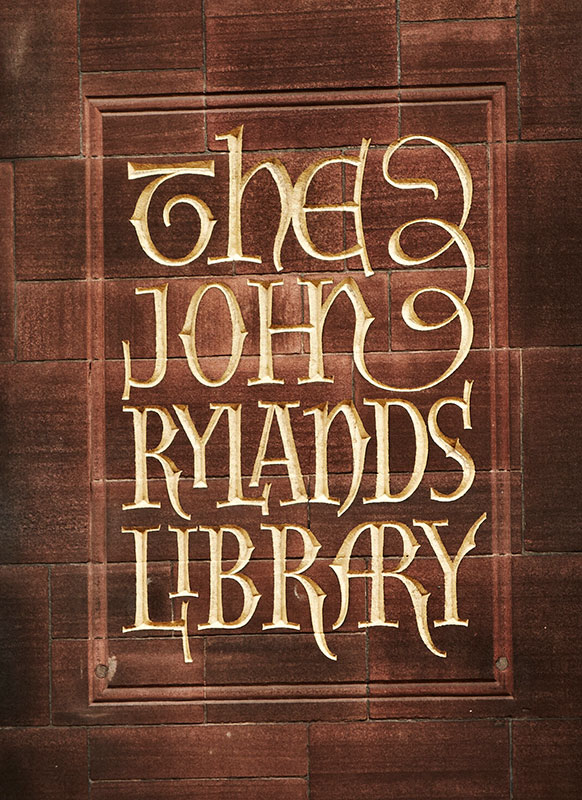 Original signage for John Rylands Library